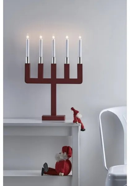 Markslöjd 704220 - Candelabro natalizio SUNDSTOORP 5xE10/3W/230V rosso