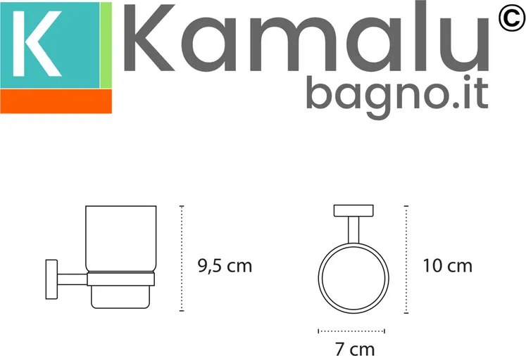 Kamalu - Bicchiere portaspazzolini a muro in acciaio inox satinato e vetro | Monde-S