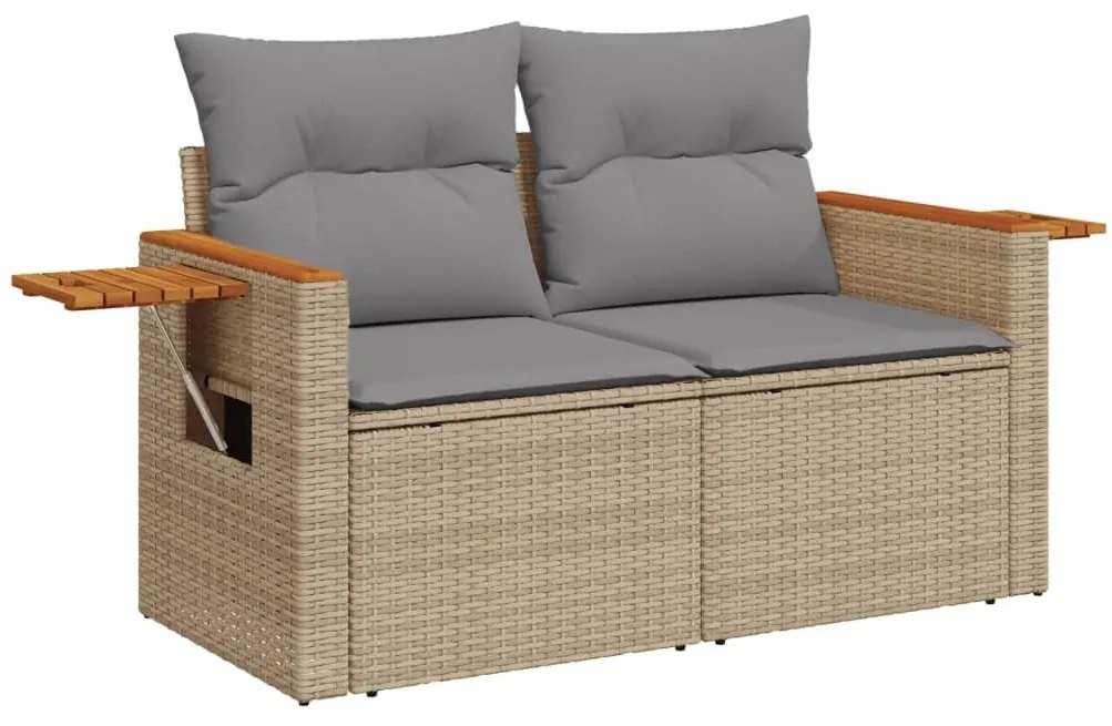 Set Divani da Giardino 11 pz con Cuscini Beige in Polyrattan