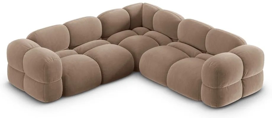 Divano angolare marrone con rivestimento in velluto Loretto – Cosmopolitan Design