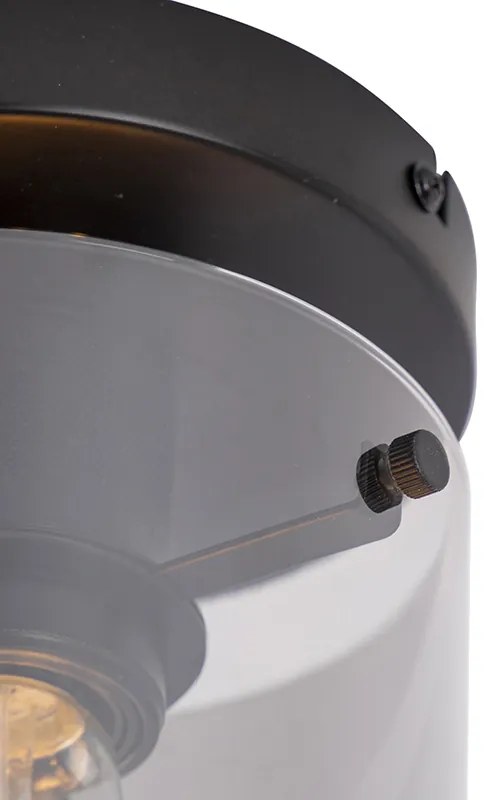 Plafoniera di design nera con vetro fumé - Dome