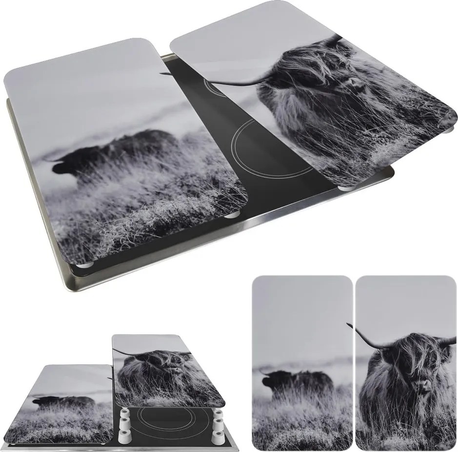 Set di copri fornelli in vetro temperato 2 pz 30x52 cm Universal Highland Cattle – Wenko