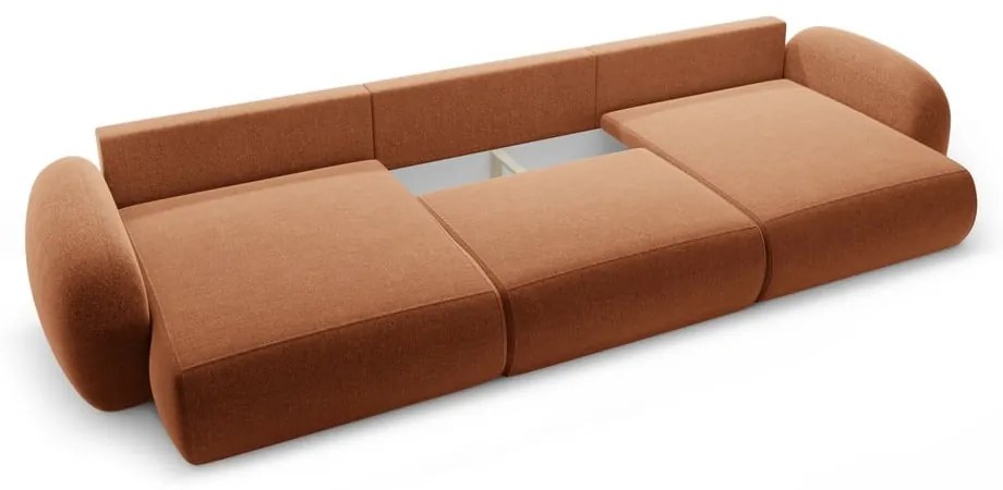 Divano angolare color mattone allungabile/con contenitore (a U) con rivestimento in ciniglia Tonale – Cosmopolitan Design