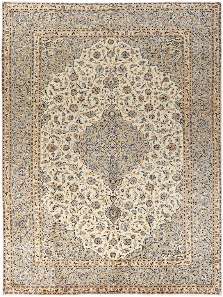 Kashan Tappeto persiano 420 x 320 Beige (Iran) Annodato A Mano