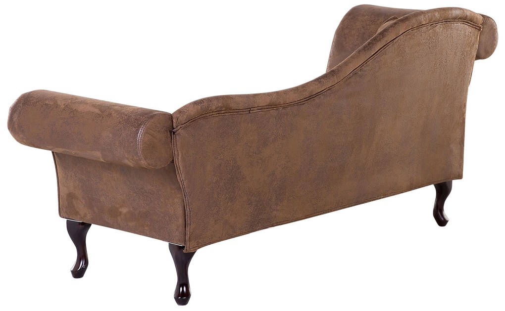 Chaise-longue in scamosciato sintetico marrone sinistra LATTES Beliani