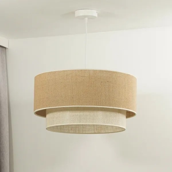 Duolla - Lampadario a sospensione con filo YUTE BOHO 3xE27/15W/230V diametro 60 cm marrone/color crema