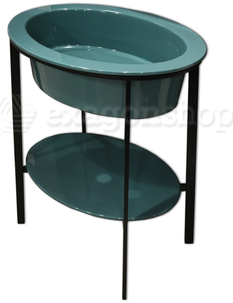 Ceramica Cielo I Catini Lavabo 70x50 Da Pavimento su Struttura con ripiano inferiore e  Specchio 60 cm Nero opaco/Smeraldo