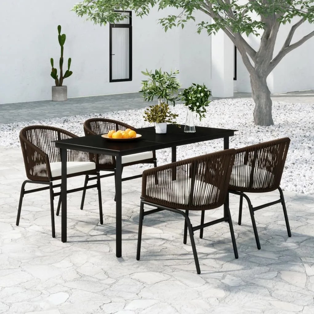 Set mobili da pranzo per giardino 5 pz marrone