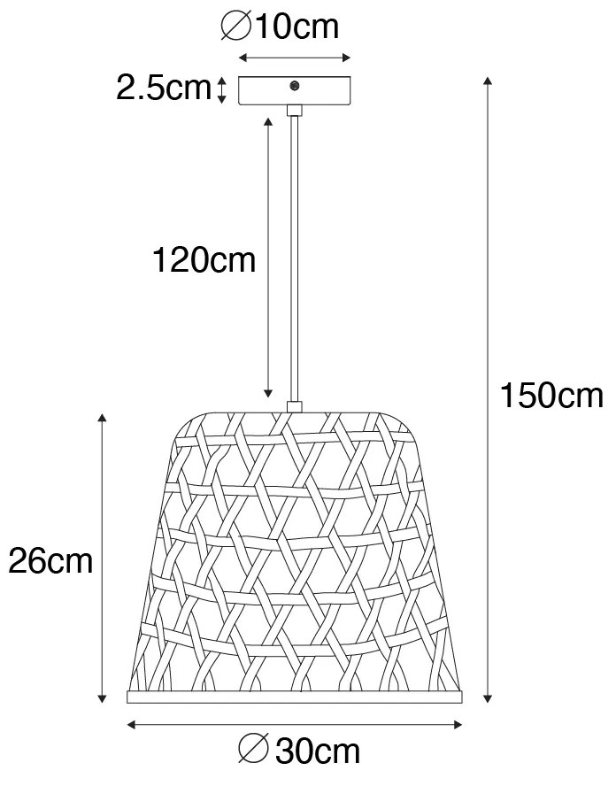 Lampada a sospensione orientale nera con bambù - Rayan
