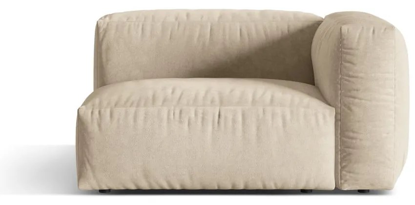 Parte divano componibile beige (con penisola a destra) con rivestimento in velluto Martina – Micadoni