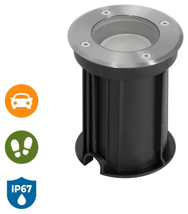 Faretto Carrabile GU10, IP67 - INOX 304 con Doppio Pressacavo Colore del corpo Inox