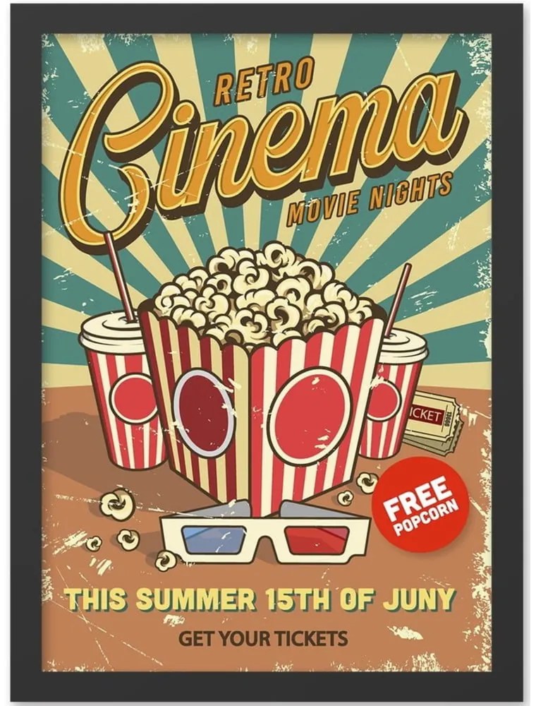 Dipinto 40x55 cm Retro Cinema - Wallity