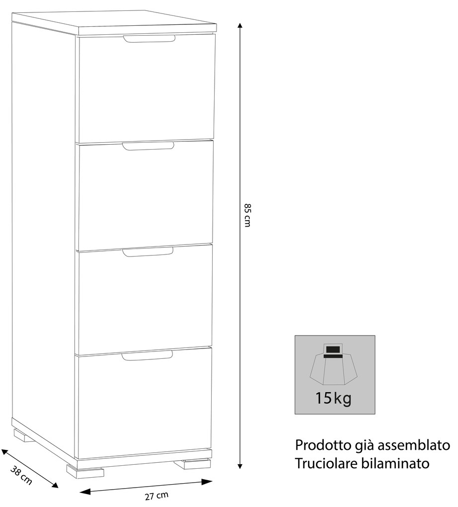 NANO - cassettiera 4 cassetti