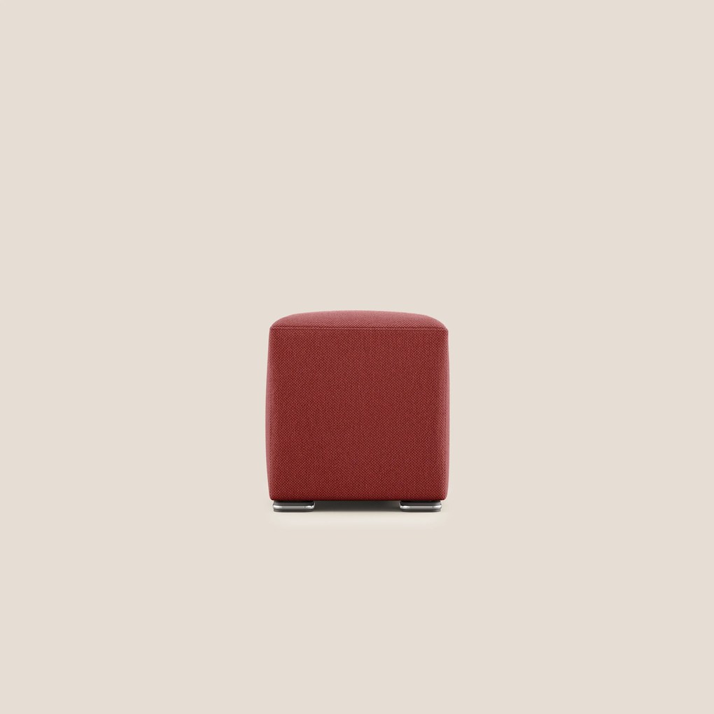 Cube pouf in tessuto morbido smacchiabile T05 rosso