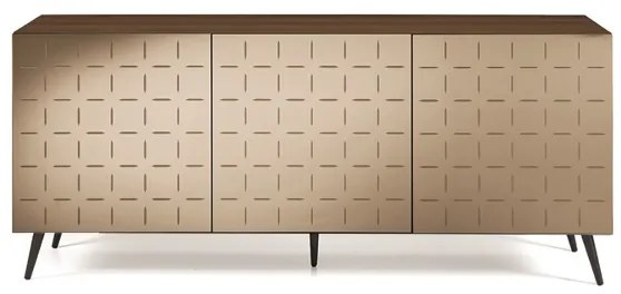 Madia con scocca Teak 180 cm a 3 ante con specchio rivestito Bronzo CASSIA con 5 piedini