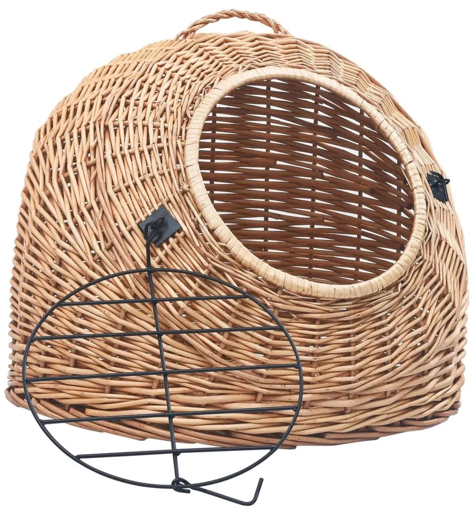 Trasportino per gatti grigio 50x42x40 cm in salice naturale