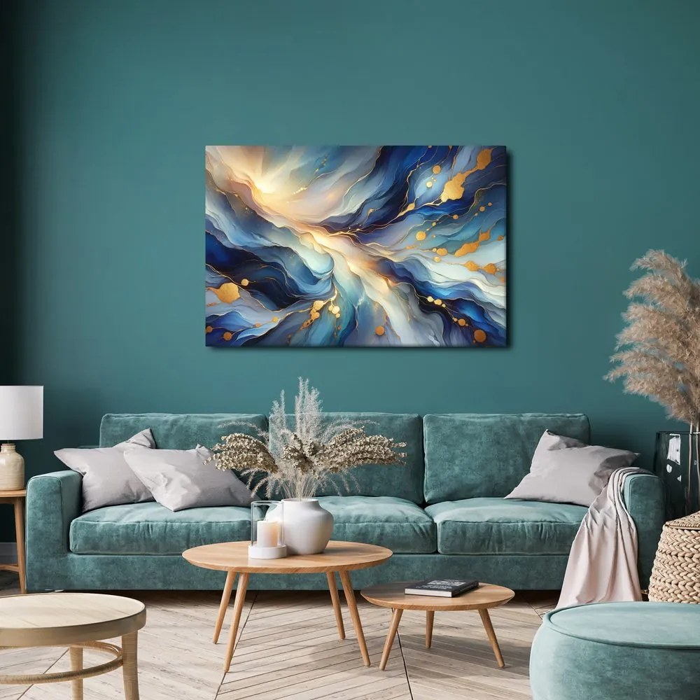 Quadro su tela – Flusso di luce blu e oro