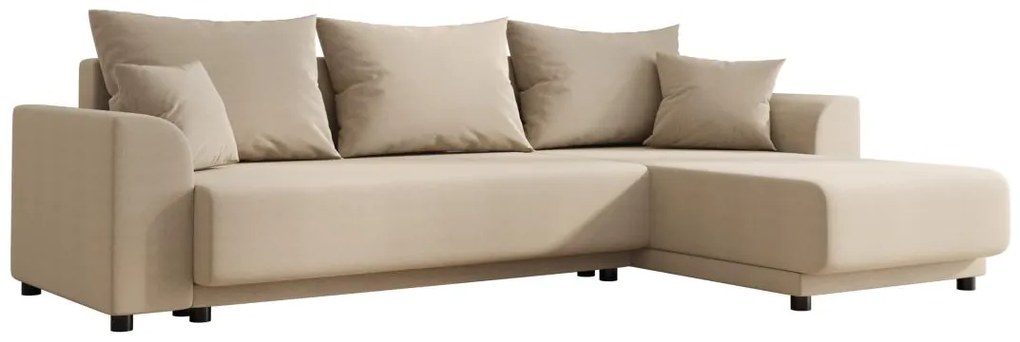Divano letto angolare e reversibile in Tessuto Beige - NESSARO