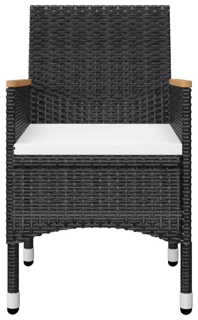 Set da bistrot per giardino 3 pz in polyrattan e acacia nero