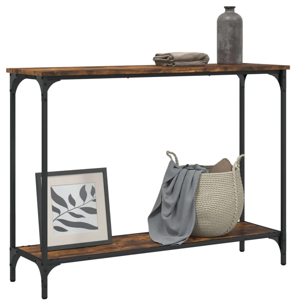 Tavolino consolle rovere fumo 101x30,5x75 cm legno multistrato