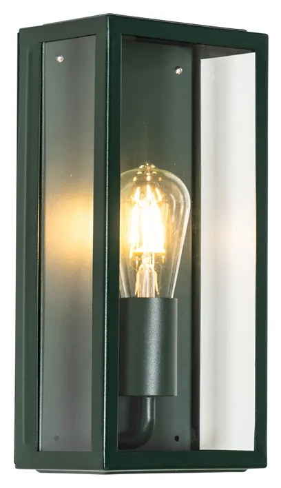 Lampada da parete per esterni industriale verde scuro con vetro IP44 - Rotterdam