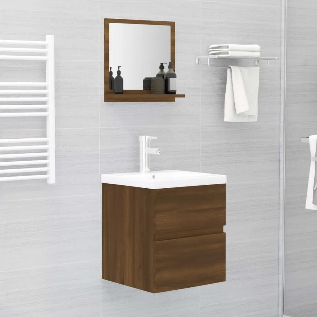 Specchio da bagno rovere marrone 40x10,5x37cm legno multistrato