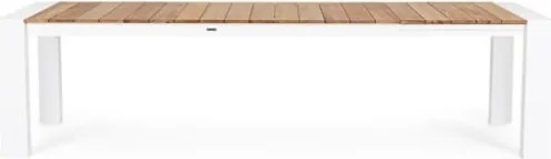 Tavolo Da Esterno In Alluminio Piano In Teak Allungabile 100x228/294 Cm Cameron Bianco Bizzotto
