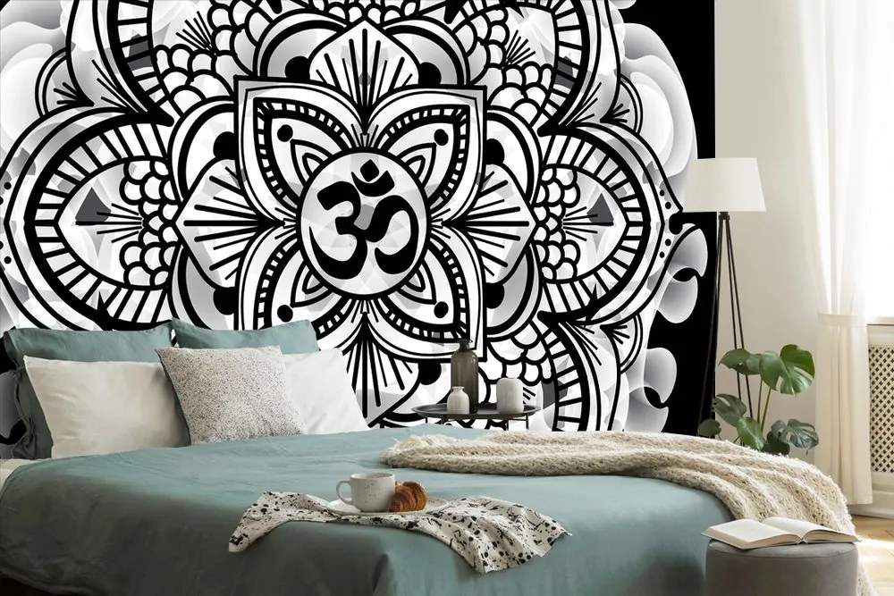 Carta da parati – Mandala della salute in bianco e nero