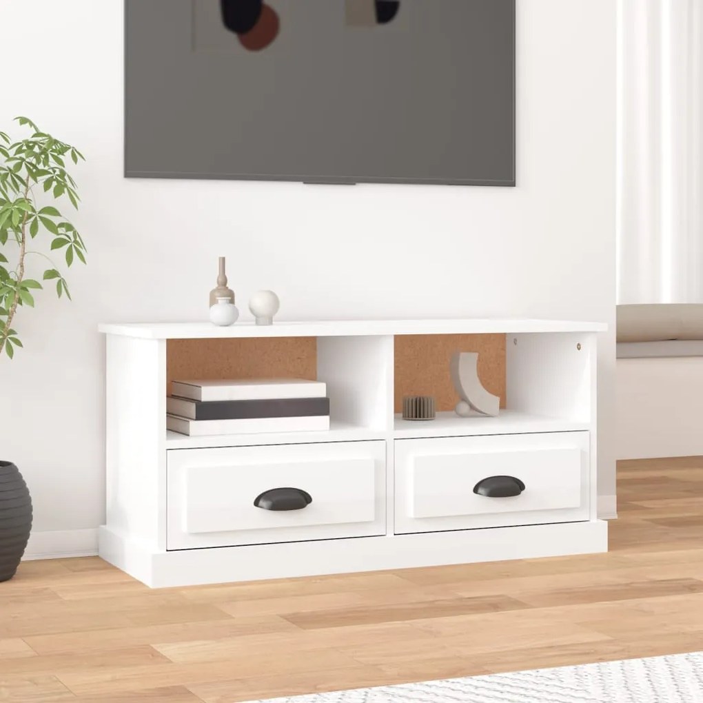 Mobile porta tv bianco lucido 93x35,5x45 cm legno multistrato