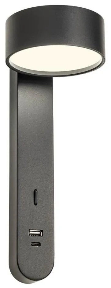 Redo 01-4643 - Applique da parete LED SADES LED/6W/230V CRI 90 USB nero