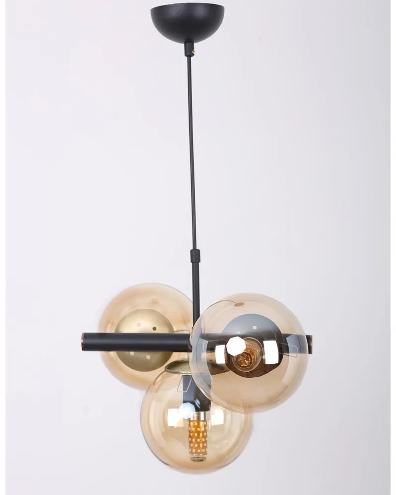 Lampada a sospensione giallo-nera con paralume in vetro ø 15 cm Cascade - Squid Lighting