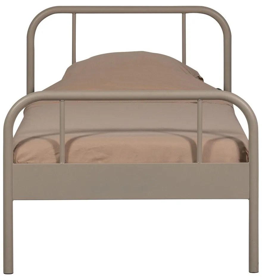 Letto singolo beige in metallo con rete inclusa 90x200 cm Mata – WOOOD