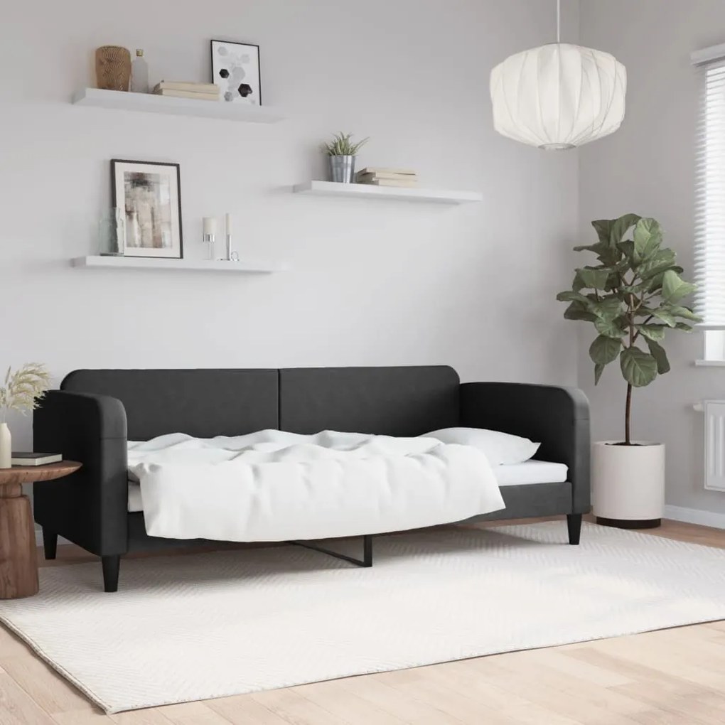 Letto Da Giorno Nero 80x200 Cm İn Tessuto /