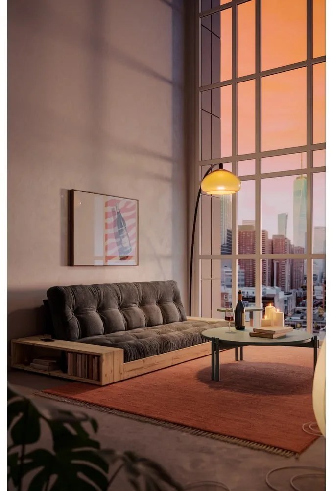 Divano letto in velluto a coste marrone chiaro-senape 244 cm Base - Karup Design