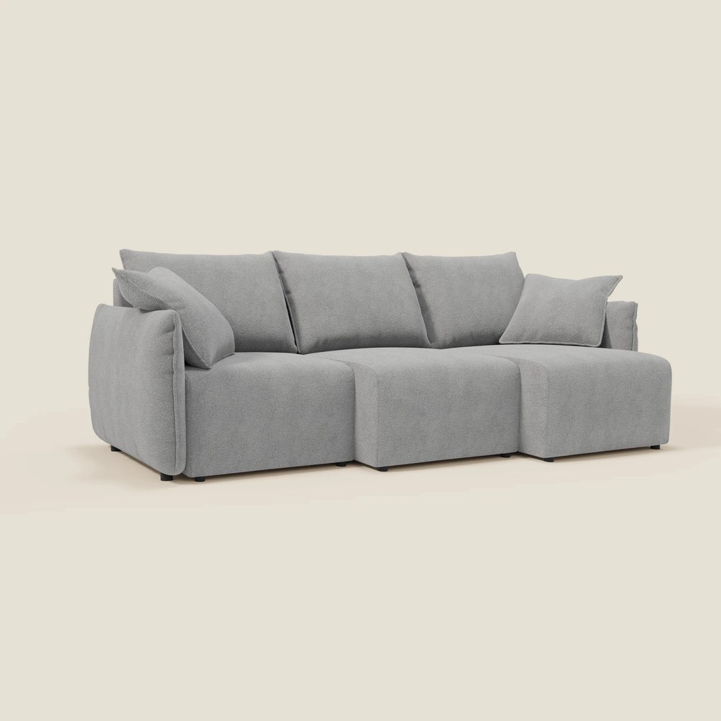 Flexar divano con 3 sedute allungabili schienale in piuma d'oca in bouclé impermeabile T07 grigio