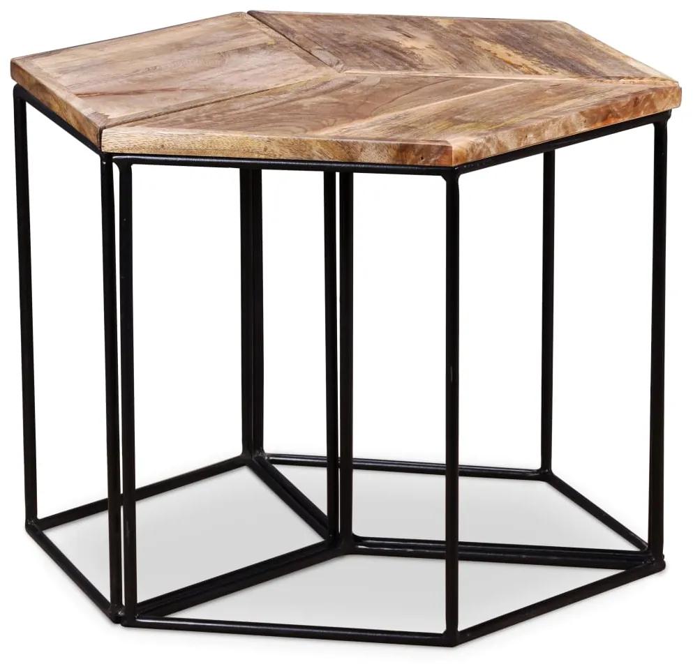 Tavolino da salotto in legno massello di mango 56x48x40 cm