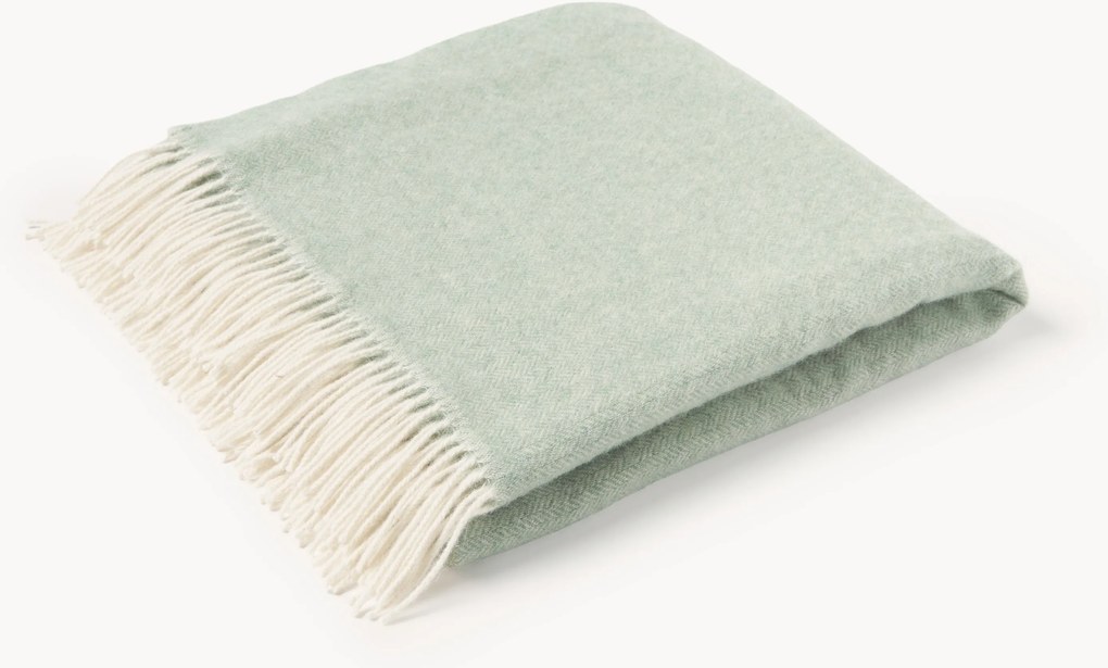 Coperta in lana con motivo a zig-zag e frange Tyrol