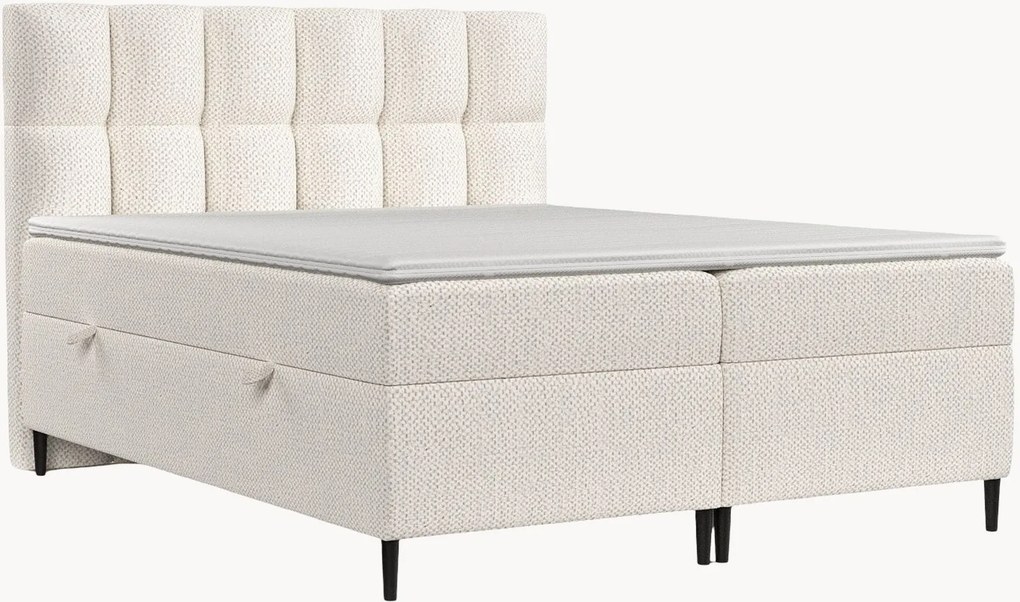 Letto boxspring in ciniglia fatto a mano con contenitore Ombre, H3