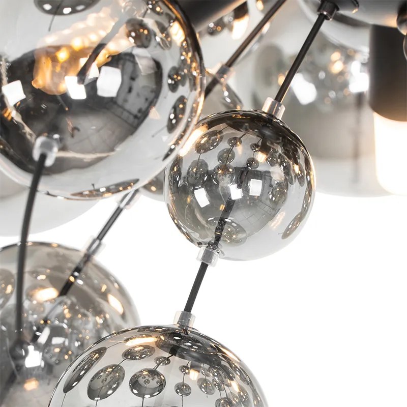 Lampada da soffitto di design nera con vetro fumé a 4 luci - Explode