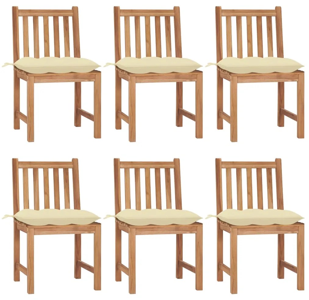 Sedie da giardino 6 pz con cuscini in legno massello di teak
