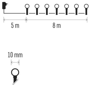 Catena luminosa LED 80xLED/230V/8 funzioni, 13 m, IP44, bianco caldo