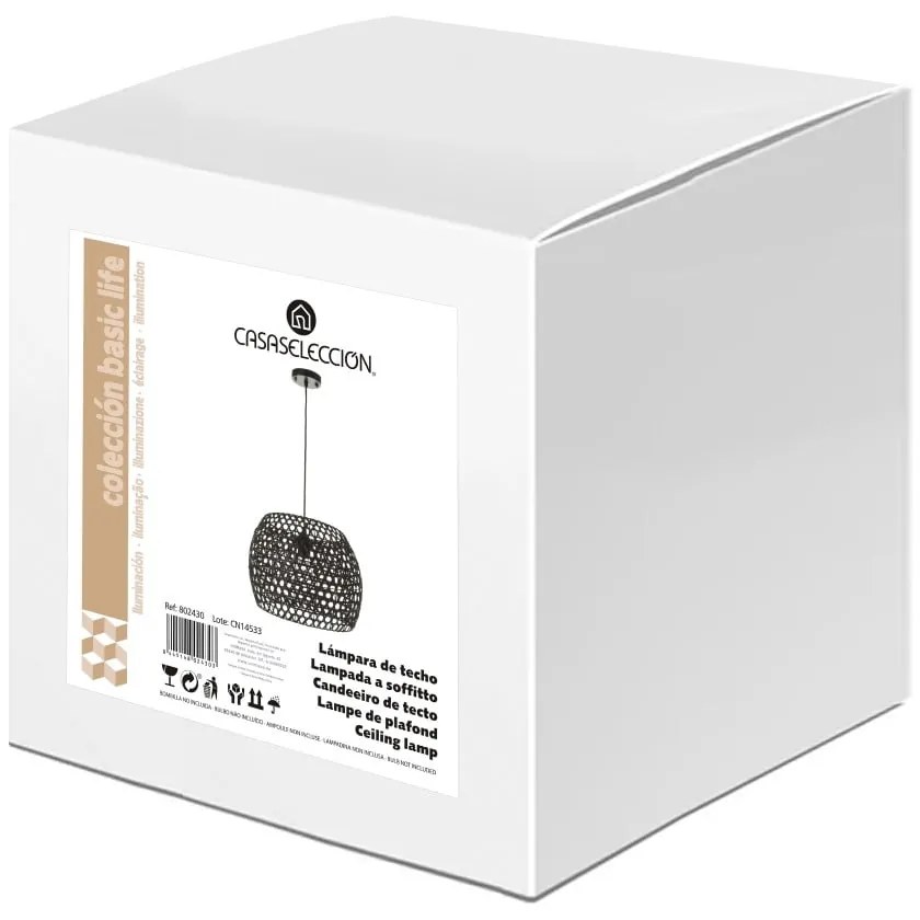 Lampada da soffitto in bambù nero con paralume in bambù ø 35 cm - Casa Selección