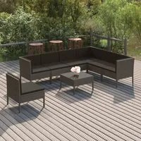 Set Divani da Giardino 8 pz con Cuscini in Polyrattan Grigio cod mxl 38385