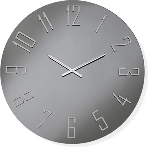 Orologio OZIAS rotondo D60 cm in cristallo Fumč e numeri Argento