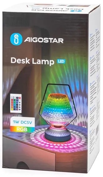 Aigostar- LED RGB Lampada da tavolo ricaricabile dimmerabile LED/1W/5V 1800mAh 20 cm + +TC