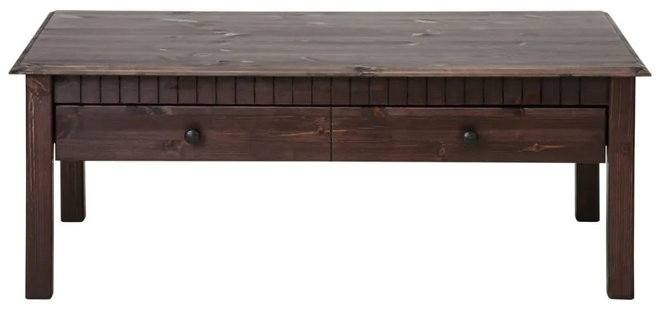 Tavolino in pino massiccio marrone scuro con 2 cassetti Linda - Støraa