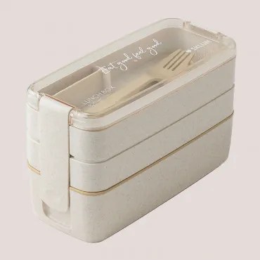 Portapranzo con divisore e posate 900 ml Suaret Tapioca Beige - Sklum