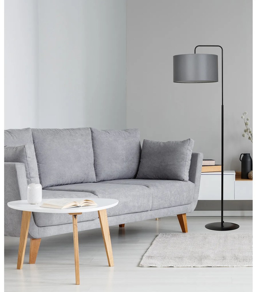 Piantana Contemporaneo Sigfrido Acciaio Nero Grigio 1 Luce E27 Ip20