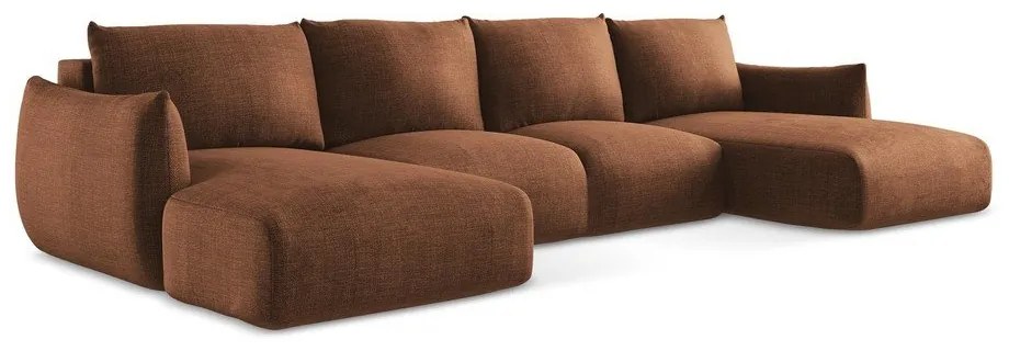Divano angolare color terracotta allungabile (a U) Leila – Makamii
