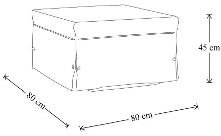 Pouf letto brandina pieghevole 80x80 cm BIN con tessuto Blu